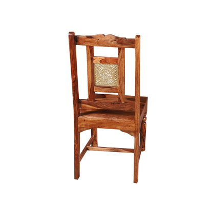 Sheesham Furniture Brass Block Dining Chair