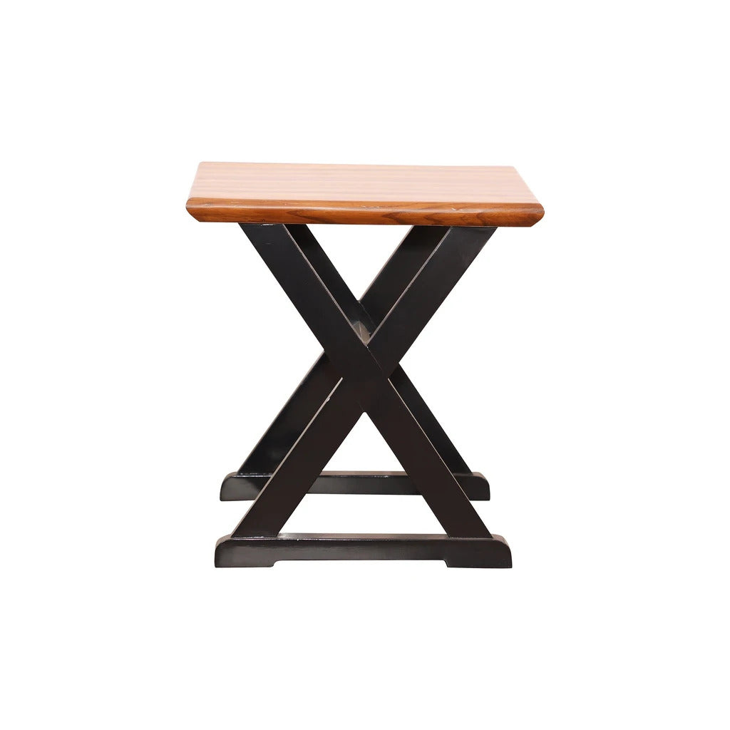 Sheesham Furniture:- Cross Bottom End Table in Teak 