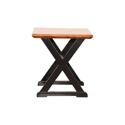 Sheesham Furniture:- Cross Bottom End Table in Teak 