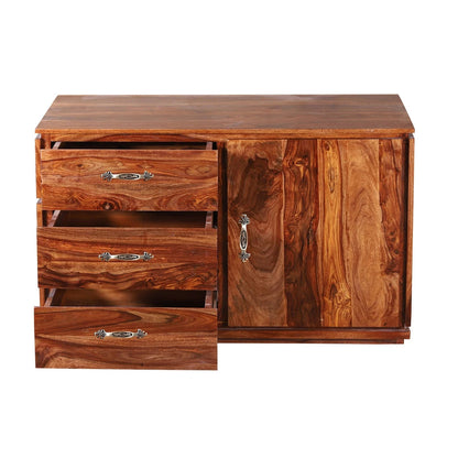 Sheesham Furniture:- One Door Three Drawer Chest Of Drawers Side Board