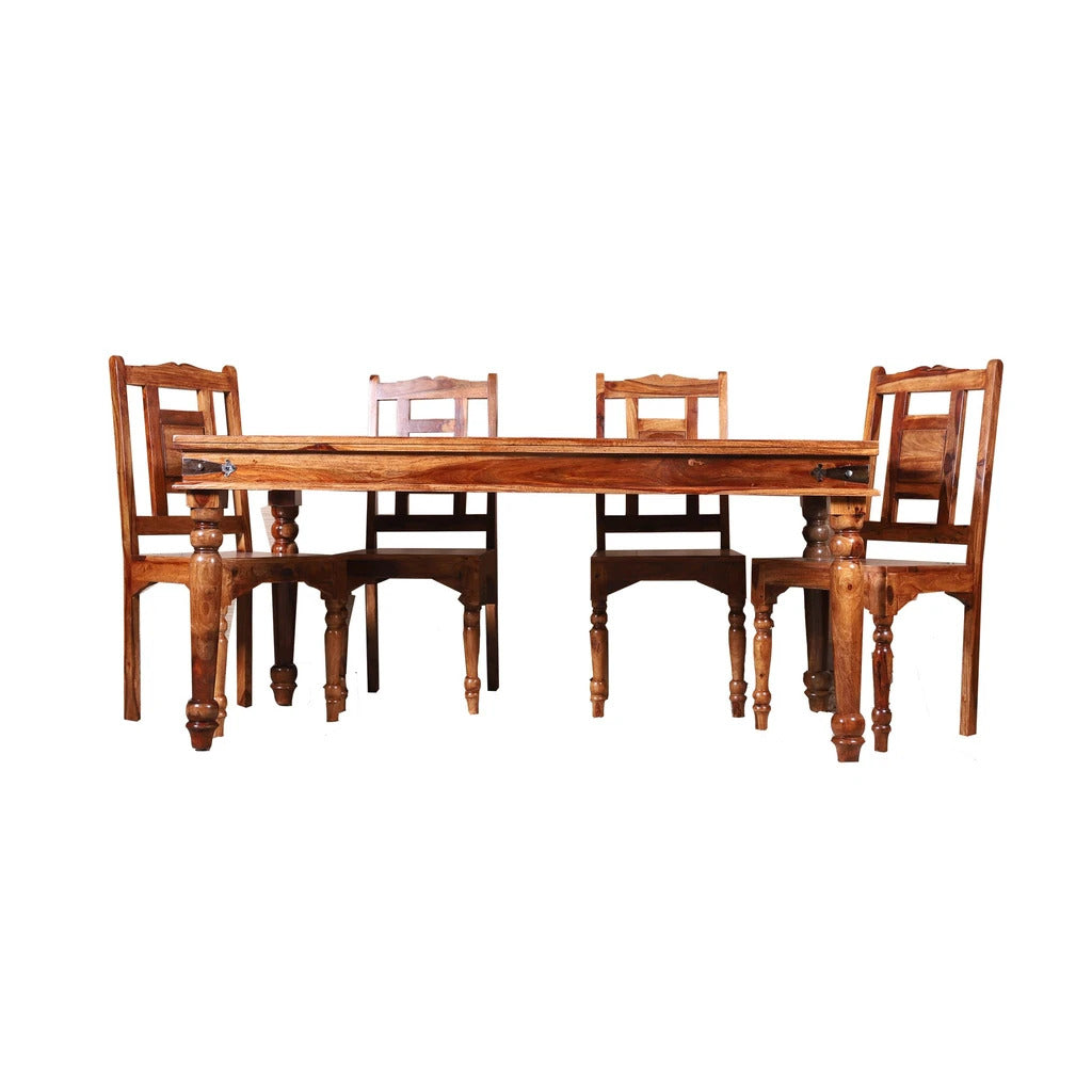 Sheesham Furniture:- Six Seater Ceramic Dining Set 