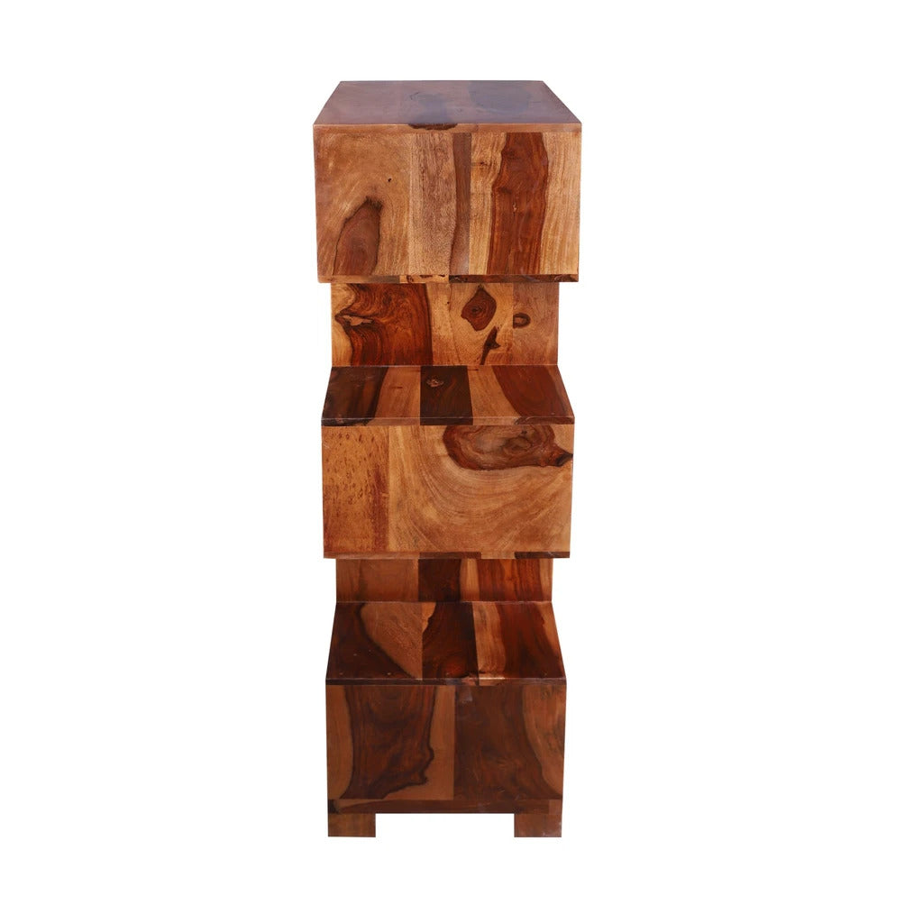 Sheesham Furniture:- Solid Wood BookShelf in Natural Finish 
