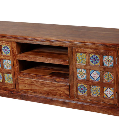 Sheesham Furniture Solid Wood Ceremic TV Stand