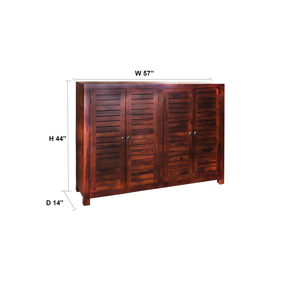 Sheesham Furniture: Solid Wood Four Door Shoe Rack In Wallnut