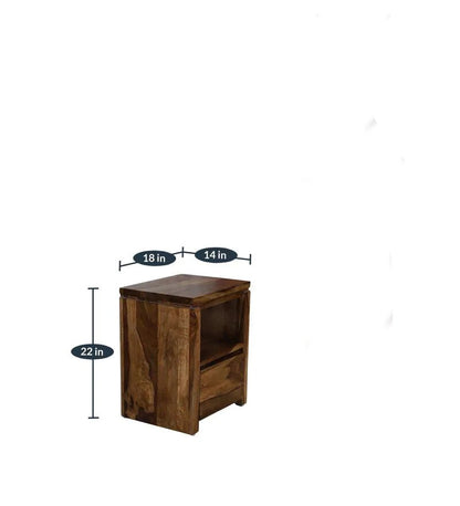 Sheesham Furniture:- Solid Wood Side Table in Honey Oak Finished