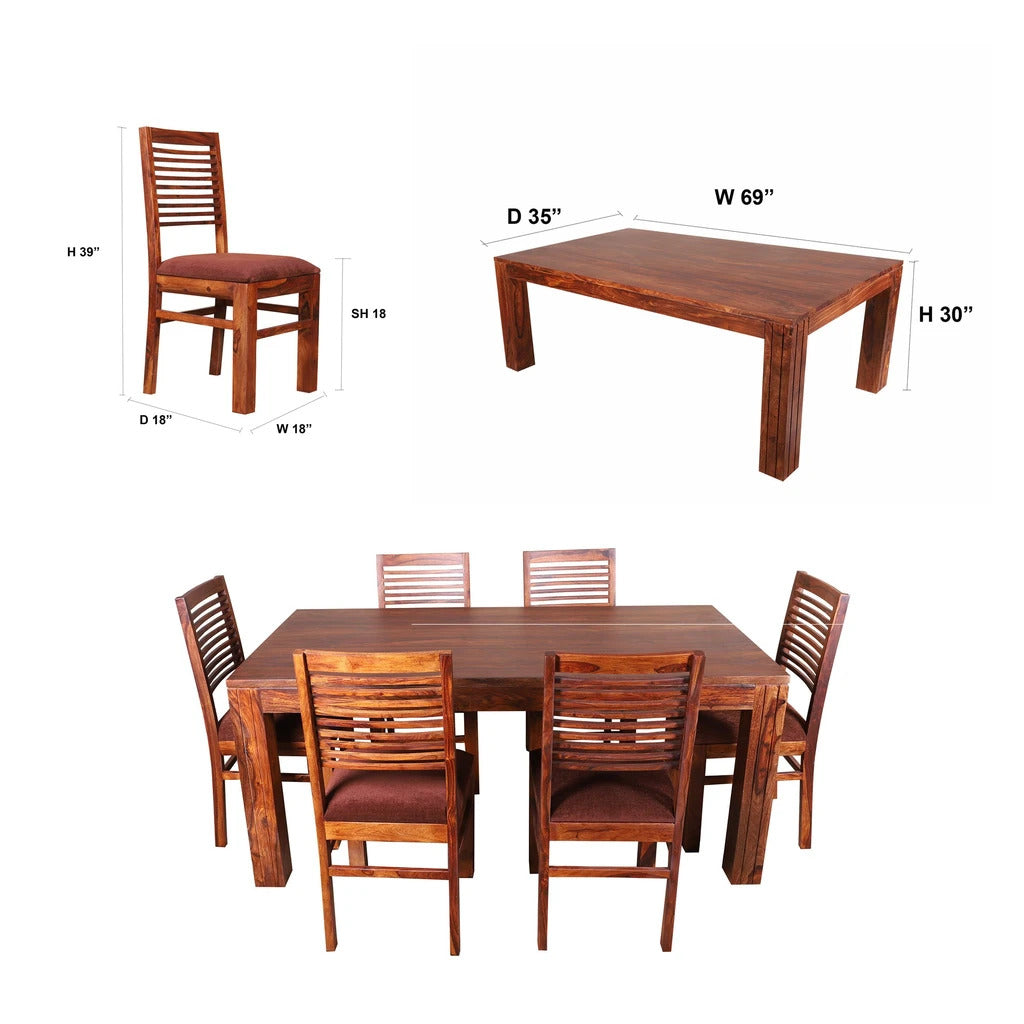 Sheesham Furniture:- Solid Wood Six Seater Dining Set 