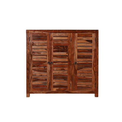 Sheesham Furniture: Solid Wood Three Door Shoe Rack 