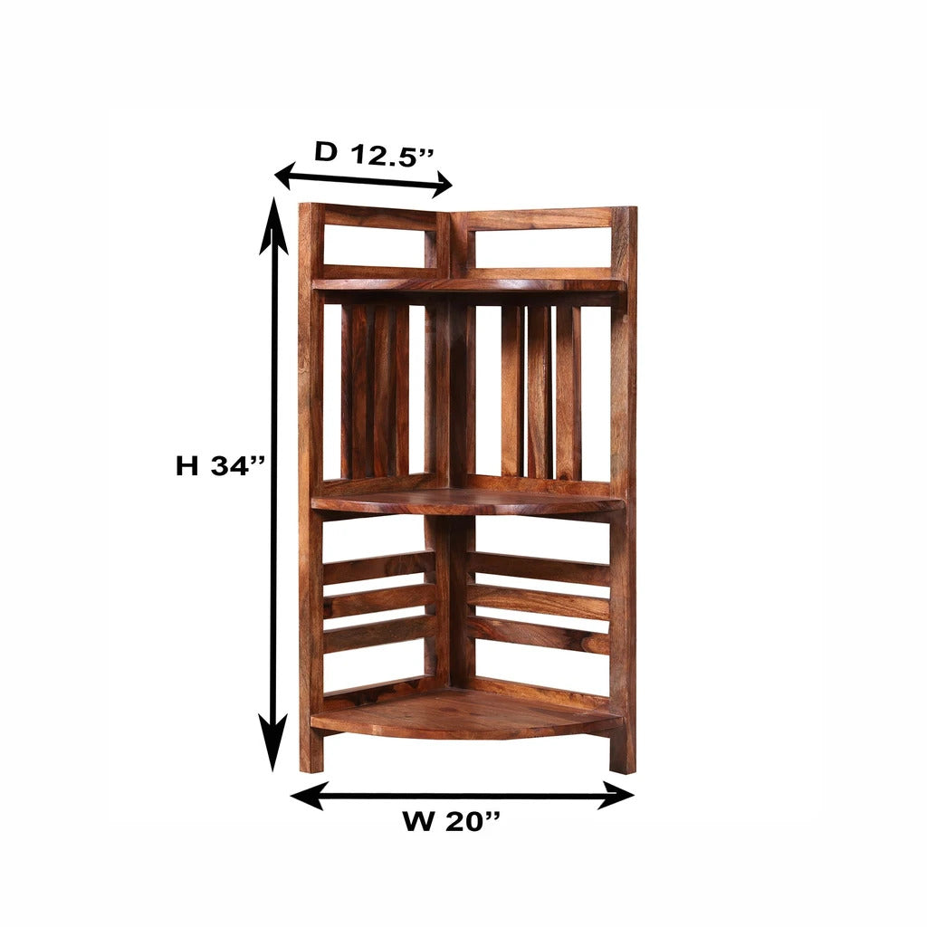 Sheesham Furniture Solid Wood Three Tier End Table 