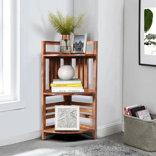 Sheesham Furniture Solid Wood Three Tier End Table 