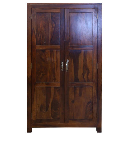 Sheesham Furniture Solid Wood Two Door Almirah in Honey Oak Wardrobes