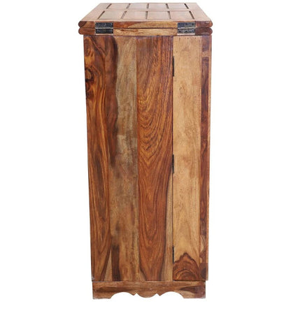 Sheesham Furniture: Solid Wood Two Door Bar Cabinet in Honey Oak Finished