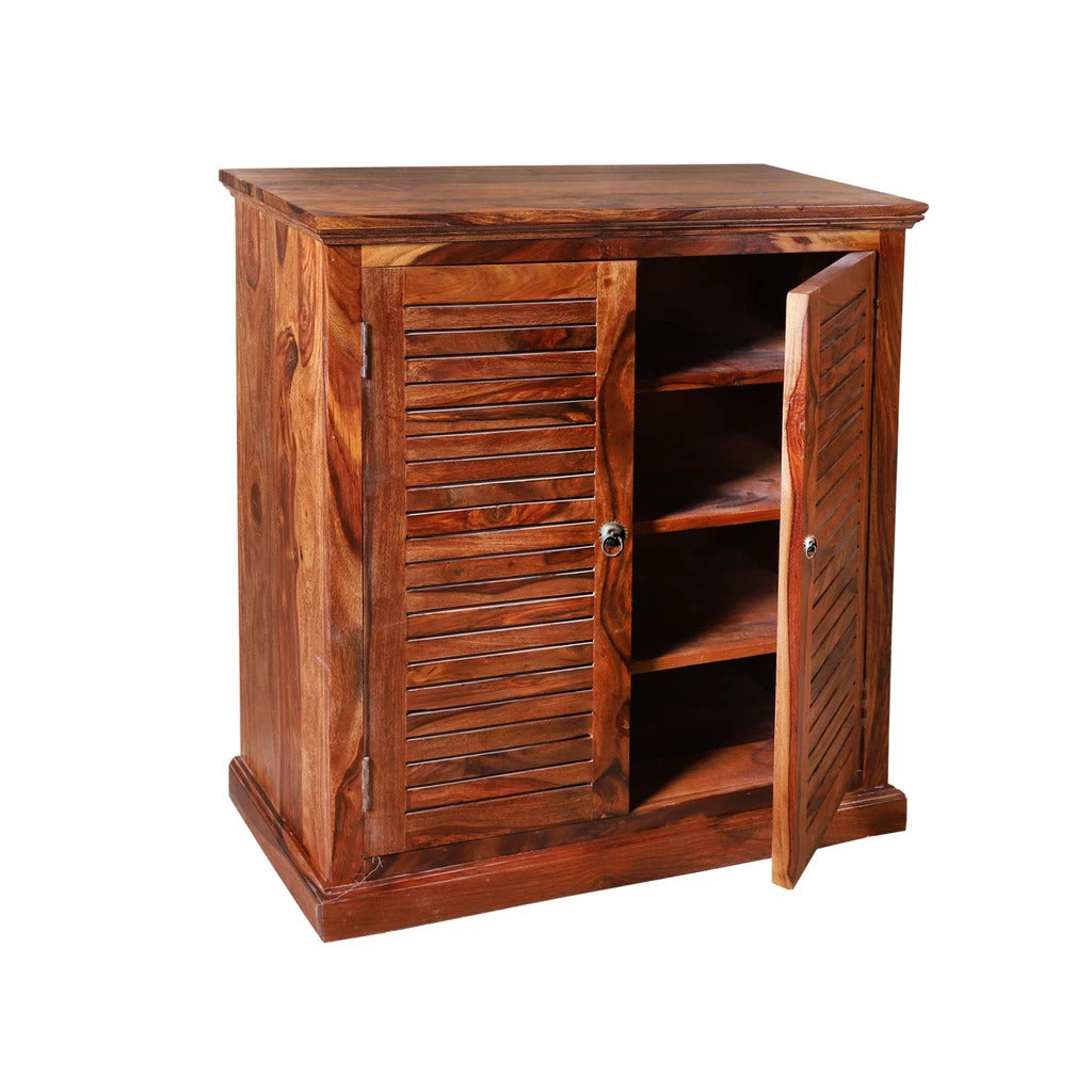 Sheesham Furniture:- Solid Wood Two Door Shoe Rack