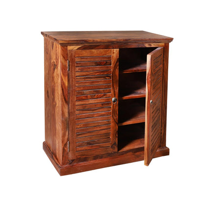 Sheesham Furniture:- Solid Wood Two Door Shoe Rack