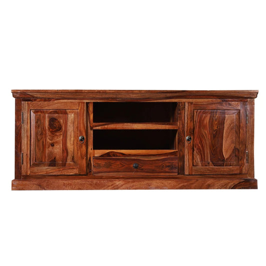 Sheesham Furniture: Solid Wood Two Door Two Shelves TV Unit