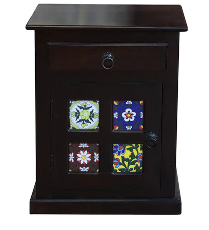 Sheesham Furniture: Wallnut Wood One Door and One Drawer Side Table