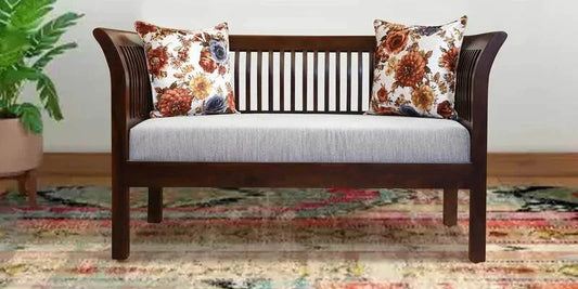 Sheesham Furniture: Wood Two Seater Sofa in Wallnut Finished