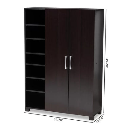 Shoe Rack: 2-Door Wood Entryway 19 Pair Shoe Storage Cabinet