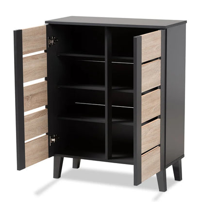 Shoe Rack: 2-Door Wood Shoe Storage Cabinet
