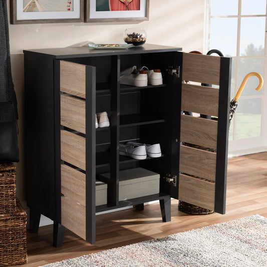 Shoe Rack: 2-Door Wood Shoe Storage Cabinet