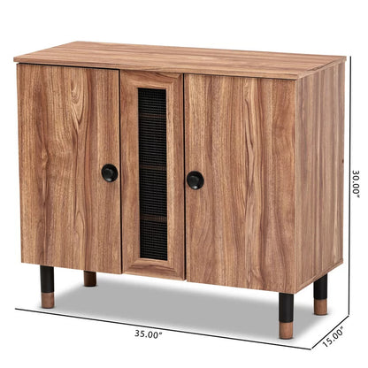 Shoe Rack: 2 Door Wood Entryway 8 Pair Shoe Storage Cabinet