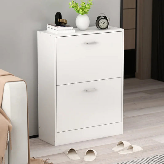 Shoe Rack: 2 Tier 12 Pair Shoe Storage Cabinet
