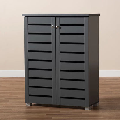Shoe Rack: Entryway 15 Pair Shoe Storage Cabinet