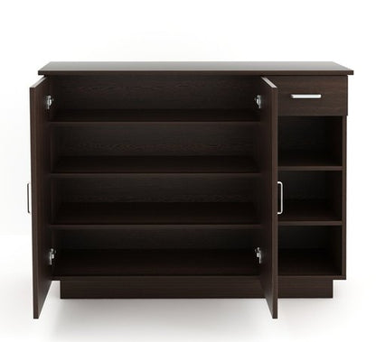 Shoe Rack: Leon Wood Shoe Rack Cabinet with Drawer (Wenge)