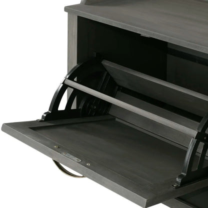 Shoe Rack: Tray Top Grooved Drop Down 10 Pair Shoe Storage Cabinet