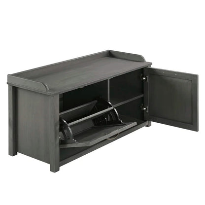 Shoe Rack: Tray Top Grooved Drop Down 10 Pair Shoe Storage Cabinet
