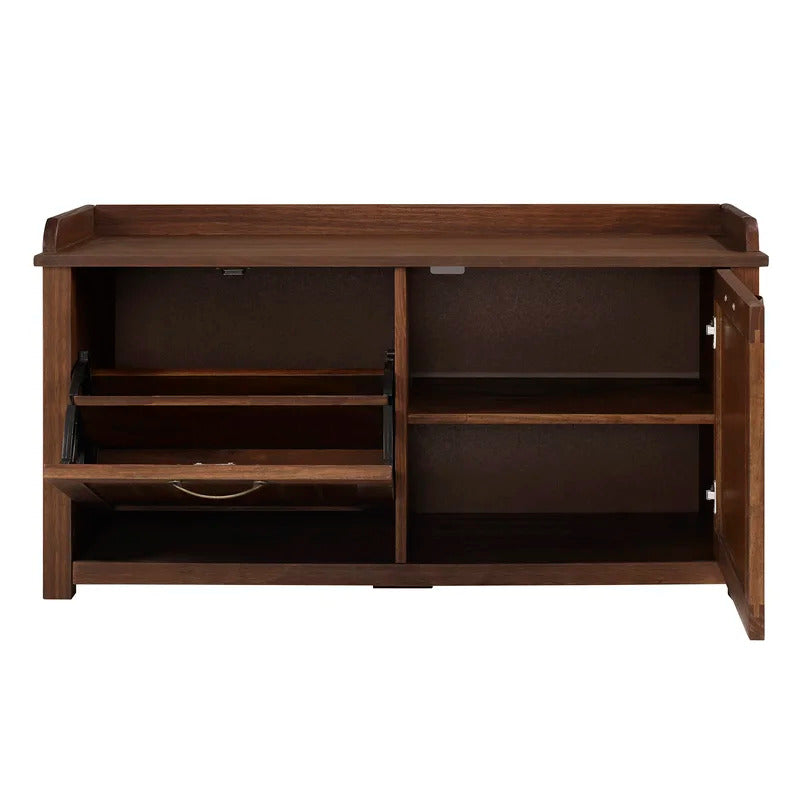 Shoe Rack: Tray Top Grooved Drop Down 10 Pair Shoe Storage Cabinet