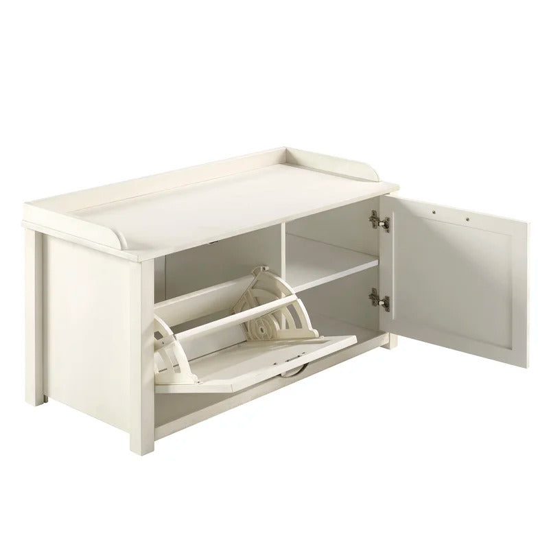 Shoe Rack: Tray Top Grooved Drop Down 10 Pair Shoe Storage Cabinet