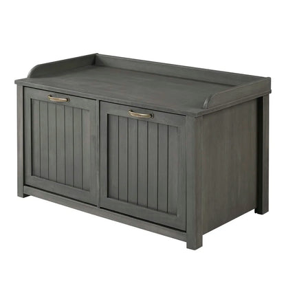 Shoe Rack: Tray Top Grooved Drop Down 10 Pair Shoe Storage Cabinet