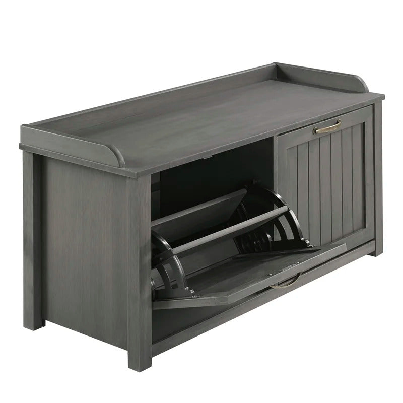 Shoe Rack: Tray Top Grooved Drop Down 10 Pair Shoe Storage Cabinet