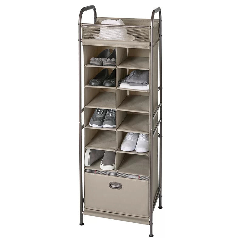 Shoe Rack: Vertical 12 Pair Shoe Storage Cabinet