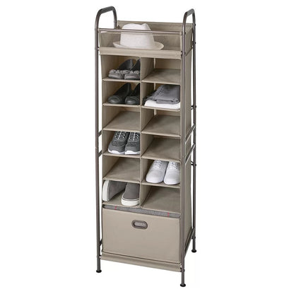 Shoe Rack: Vertical 12 Pair Shoe Storage Cabinet