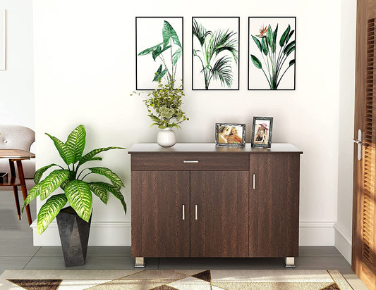 Shoe Rack: Waspen Wood 3 Door Shoe Rack Cabinet with Drawer Steel Legs (Wenge)