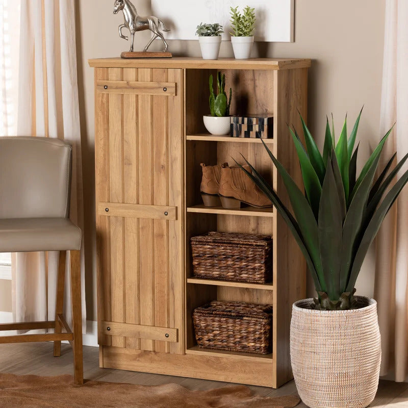 Shoe Rack: Wood 1-Door Shoe Cabinet