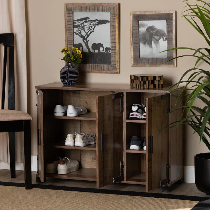 Shoe Rack: Wood 12 Pair Shoe Storage Cabinet