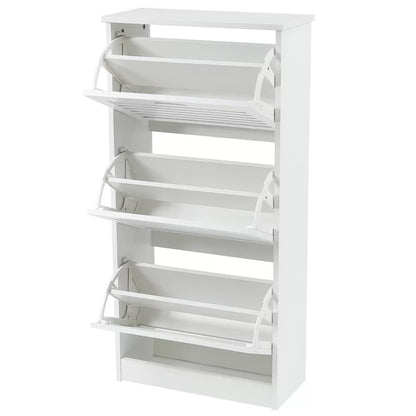 Shoe Rack: Wood 12 Pair Shoe Storage Cabinet