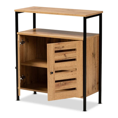 Shoe Rack: Wood And Metal 2-Door Shoe Cabinet