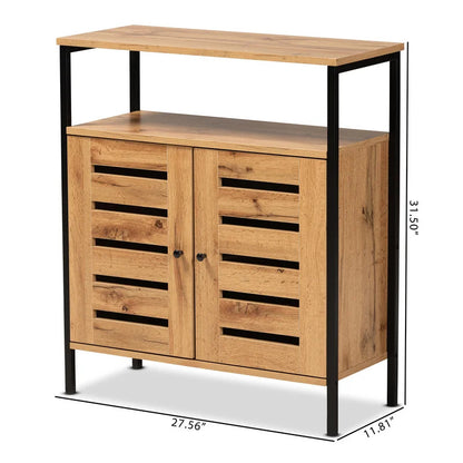 Shoe Rack: Wood And Metal 2-Door Shoe Cabinet