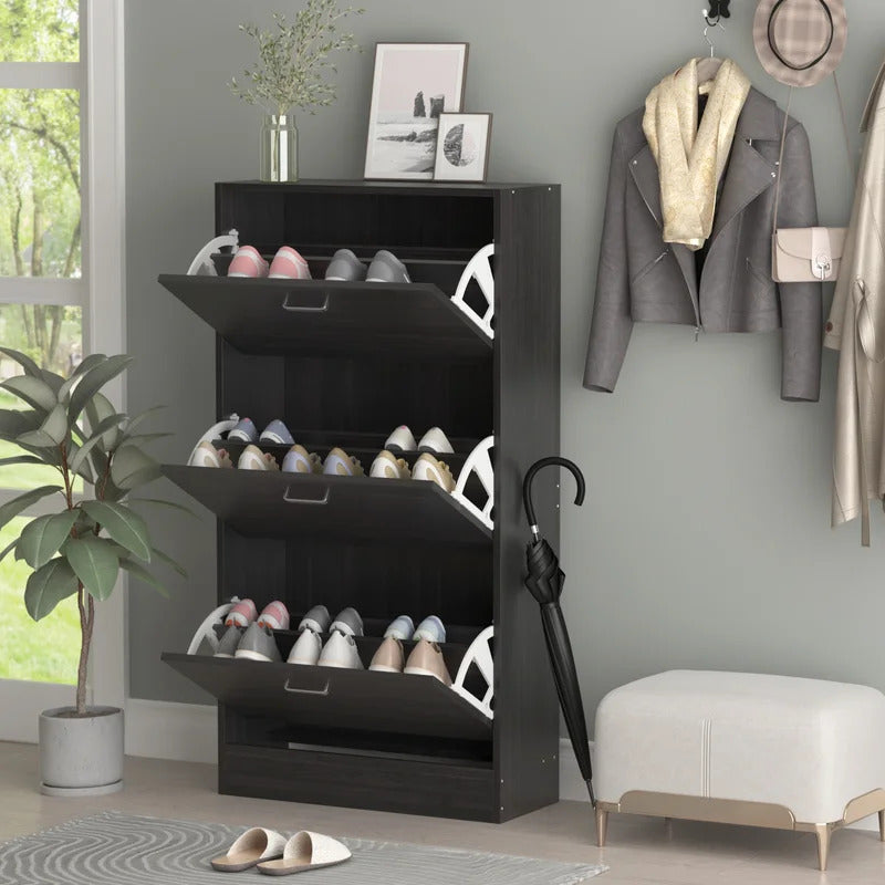 Shoe Rack: Wooden 3-Layer Shoe Storage Cabinet