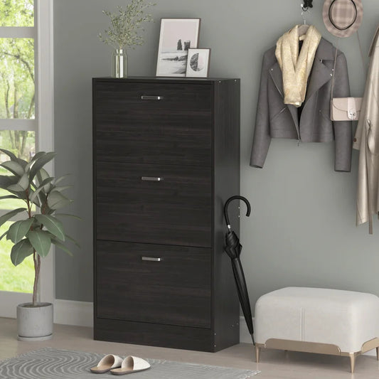Shoe Rack: Wooden 3-Layer Shoe Storage Cabinet