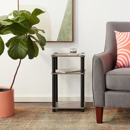 Side 3-Tier Turn-N-Tube 2-Pack End Table, French Oak Grey Black
