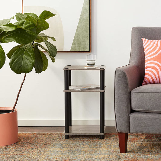 Side 3-Tier Turn-N-Tube 2-Pack End Table, French Oak Grey Black