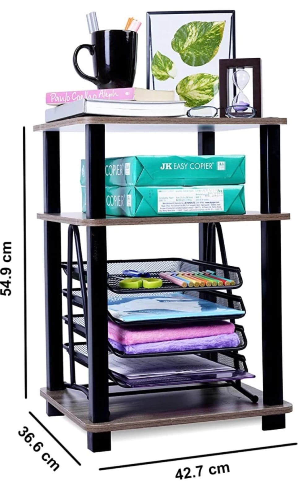 Side Table 3-Tier Turn-N-Tube 2-Pack End Table, French Oak Grey Black