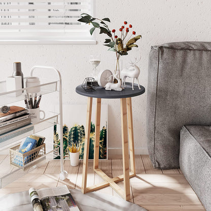 Side Table Modern Nightstand Round Side End Accent Coffee Table Bedside Table for Living Room Bedroom Balcony Family and Office in Grey