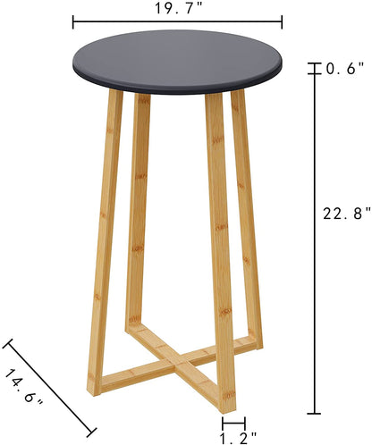 Side Table Modern Nightstand Round Side End Accent Coffee Table Bedside Table for Living Room Bedroom Balcony Family and Office in Grey