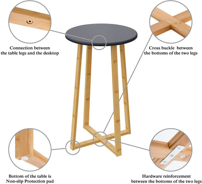 Side Table Modern Nightstand Round Side End Accent Coffee Table Bedside Table for Living Room Bedroom Balcony Family and Office in Grey