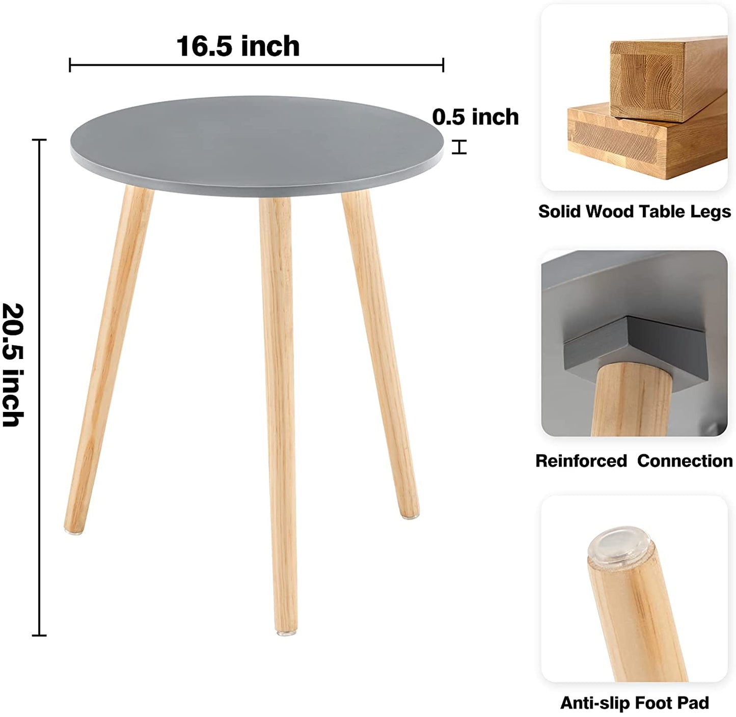 Side Table : Round Side Table, Black Nightstand End Table for Small Spaces